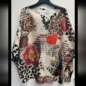 The Chandra Colorful Graphic Women's Top Made in Italy